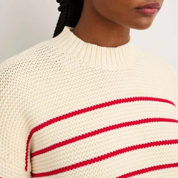 Alex Mill Button Back Cream and Red Striped Sweater size Medium - Picture 3 of 11